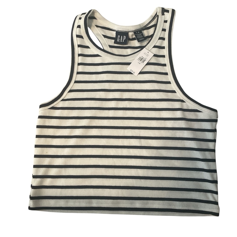 GAP Navy and White Striped Crop Tank